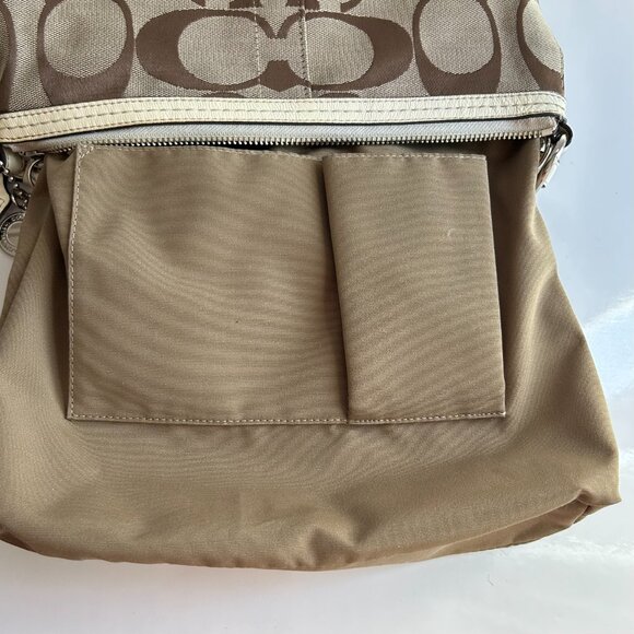 Coach Canvas Signature C Logo Shoulder Bag in Tan/Beige/Brown - Picture 7 of 16